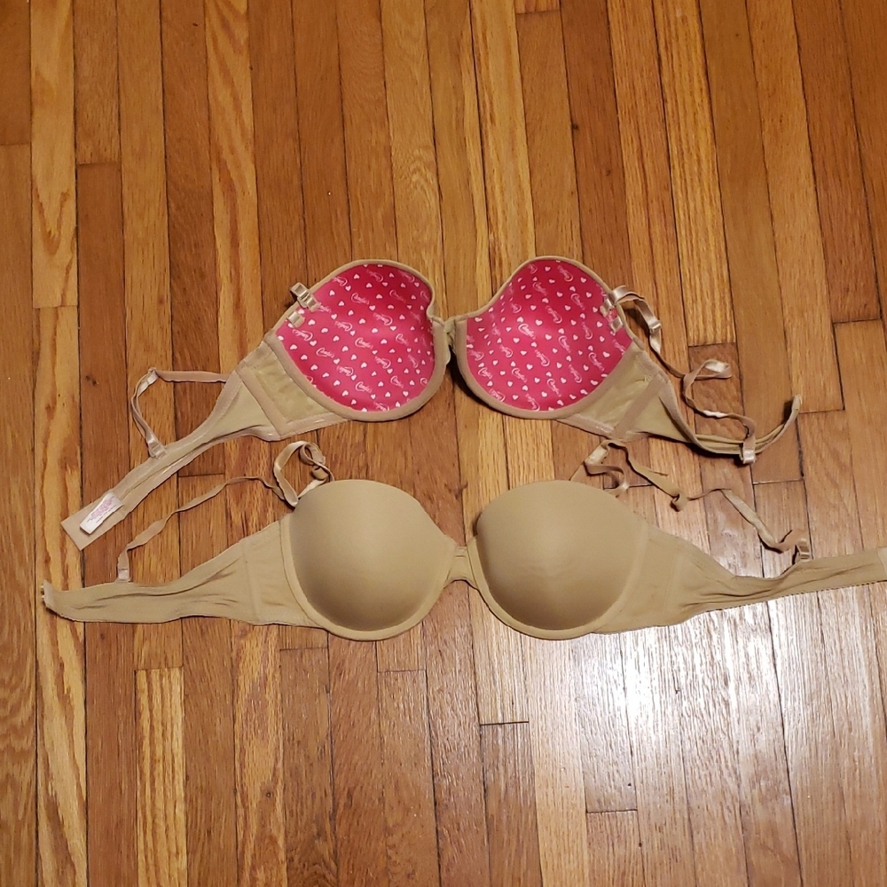 2, 38C Beige Underwire Convertable Push-Up Bra